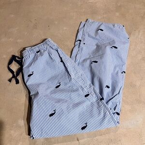 L.L. Bean Blue Striped Pajama Pants with Whale Print